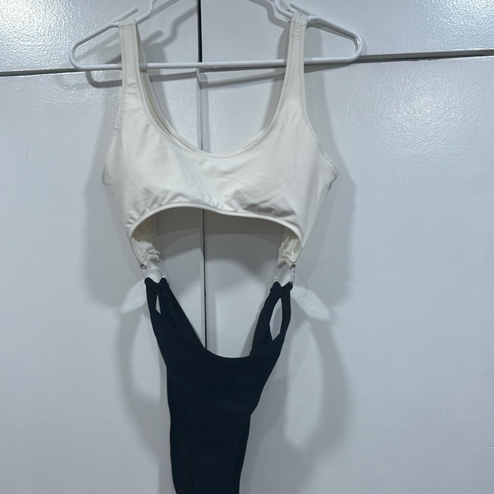 Two-Tone Swimsuit with Scoop Neck